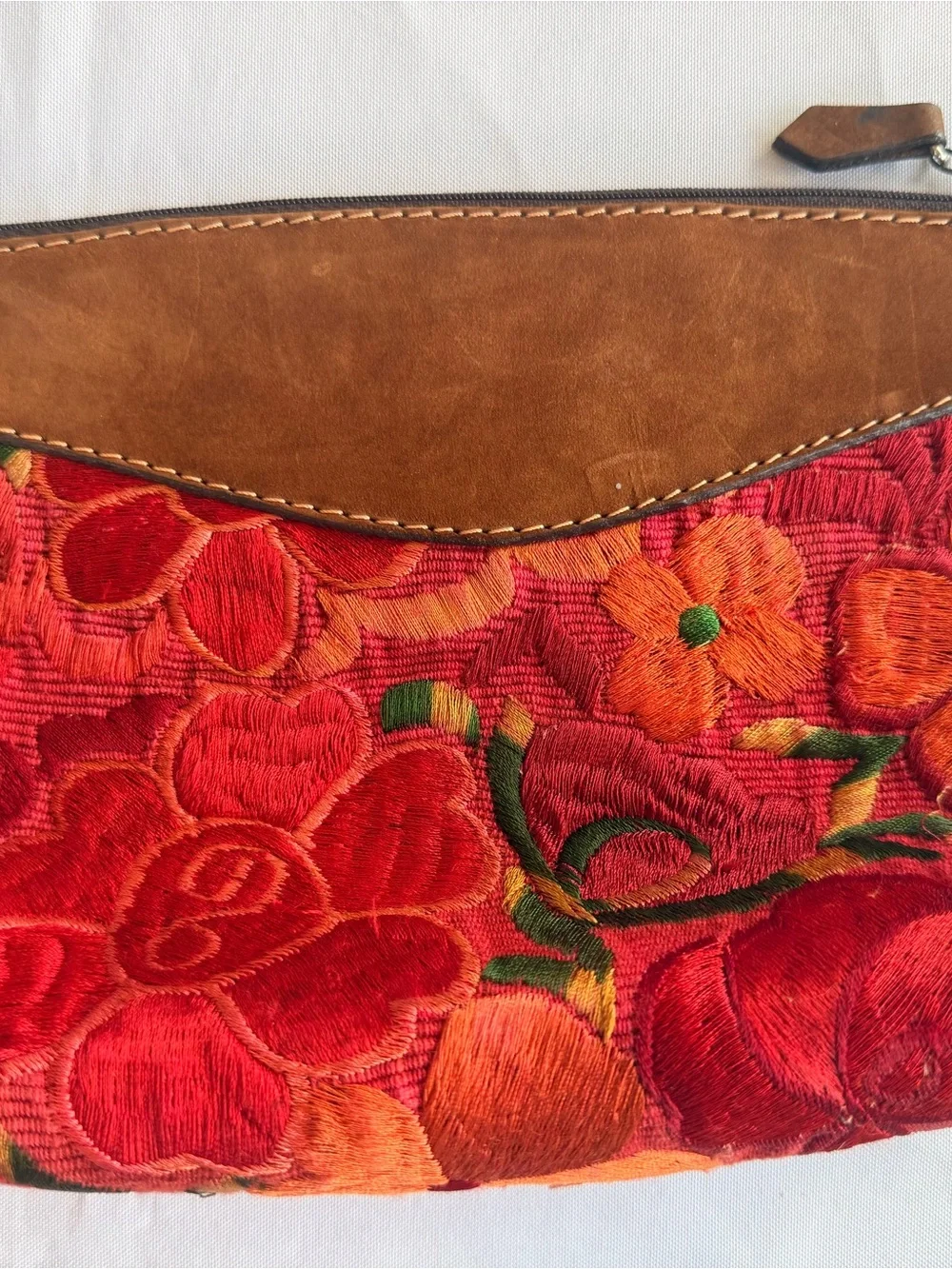Guatemala Embroidered Floral Artisan Clutch with Suede Leather